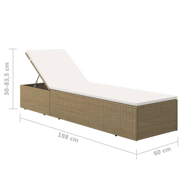 vidaXL Ligbed poly rattan bruin en crèmewit