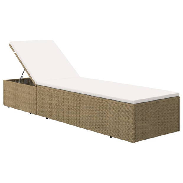 vidaXL Ligbed poly rattan bruin en crèmewit