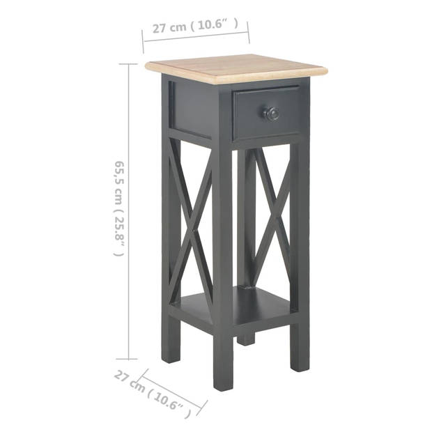 vidaXL Bijzettafel 27x27x65,5 cm hout zwart