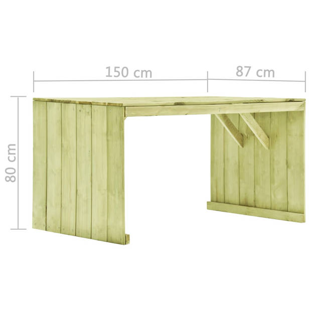 vidaXL Tuintafel 150x87x80 cm geïmpregneerd grenenhout