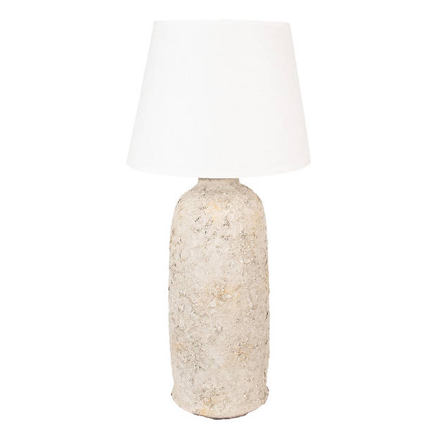 Clayre & Eef Tafellamp Ø 35x74 cm Beige Terracotta Bureaulamp Beige Bureaulamp