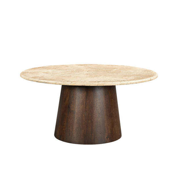 Livingfurn - Salontafel Valentino Round 75cm - Mangohout / Travertin