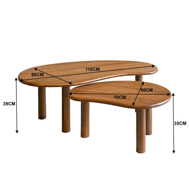 Livingfurn - Salontafel Nubi set of 2 - Mangohout