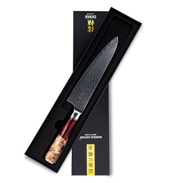 Shinrai Japan - Epoxy Ruby Damascus Koksmes 20 cm