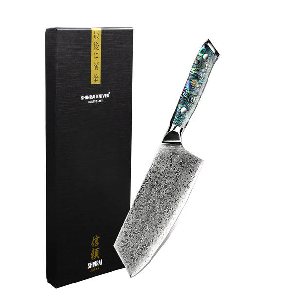 Shinrai Japan - Parelmoer Jewels Damascus Nakiri mes 20 cm