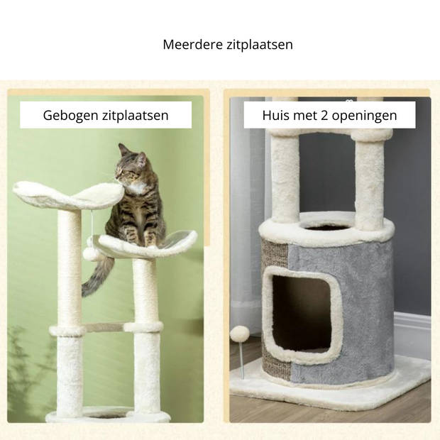 Krabpaal - Kattenspeeltjes - Kattenspeelgoed - Katten- Kattenkrabpaal - 48 x 48 x 110cm