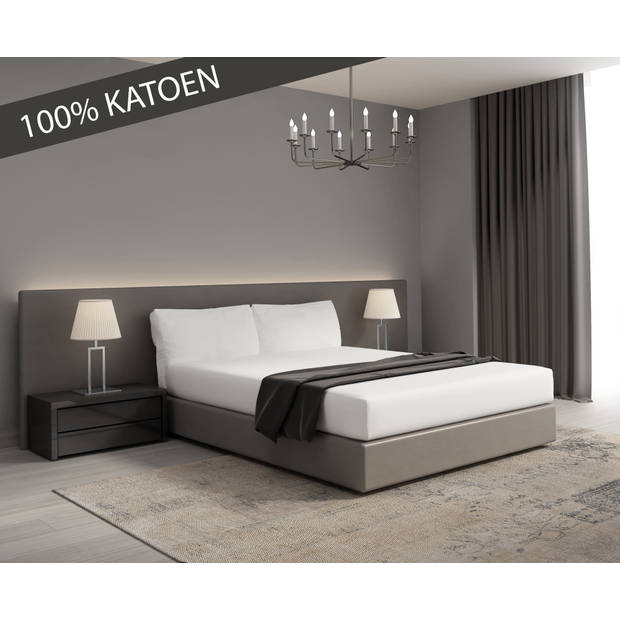 DoubleDry Hoeslaken Jersey Collectie - 100% katoen - 180x200 - wit