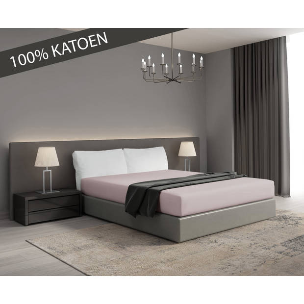 DoubleDry Hoeslaken Jersey Collectie - 100% katoen - 140x200 - licht lila