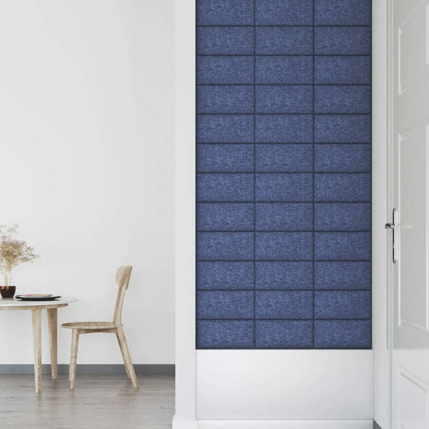 vidaXL Wandpanelen 12 st 0,54 m² 30x15 cm stof blauw