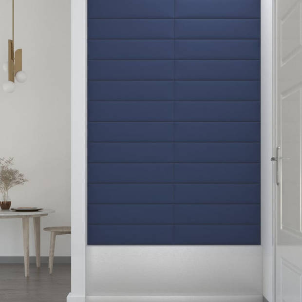 vidaXL Wandpanelen 12 st 1,08 m² 60x15 cm stof blauw