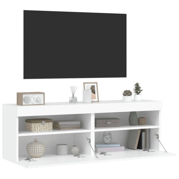 vidaXL Tv-wandmeubels met LED-verlichting 2 st 60x30x40 cm wit