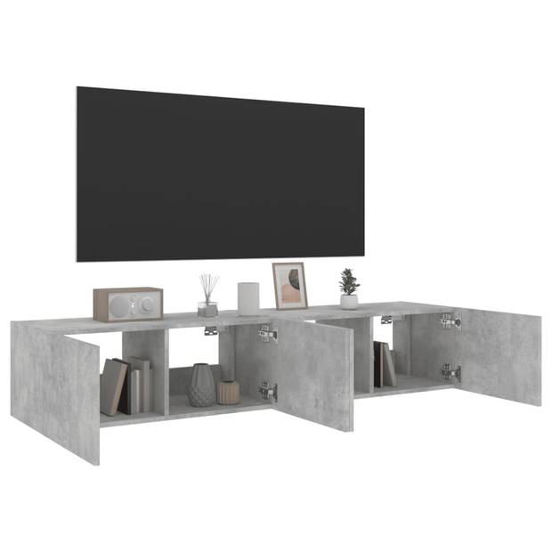 vidaXL Tv-wandmeubels met LED-verlichting 2 st 80x35x31 cm betongrijs