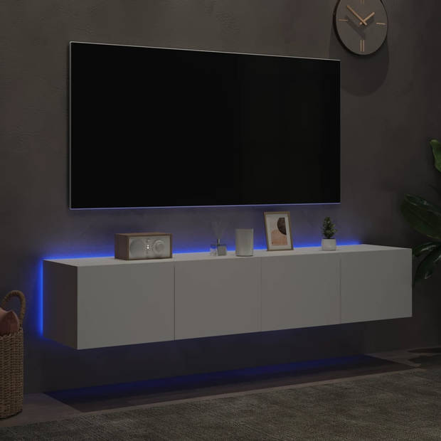 vidaXL Tv-wandmeubels met LED-verlichting 2 st 80x35x31 cm wit