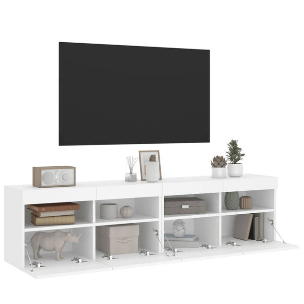 vidaXL Tv-wandmeubels met LED-verlichting 2 st 80x30x40 cm wit