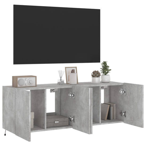 vidaXL Tv-wandmeubels met LED-verlichting 2 st 60x35x41 cm betongrijs