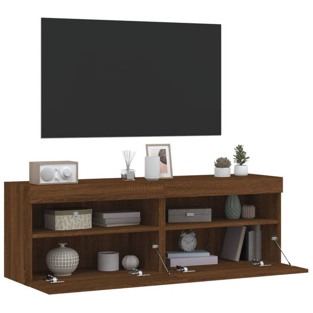 vidaXL Tv-wandmeubels met LED-verlichting 2 st 60x30x40 cm bruineiken