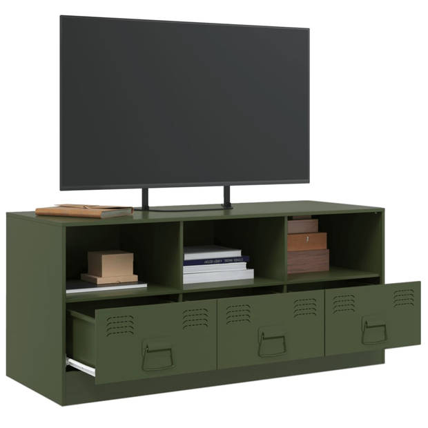 vidaXL Tv-meubel 99x39x44 cm staal olijfgroen