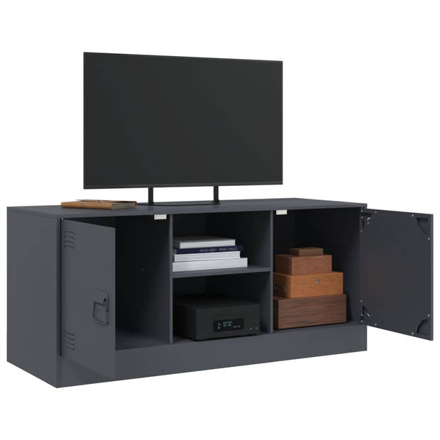 vidaXL Tv-meubel 99x39x44 cm staal antracietkleurig