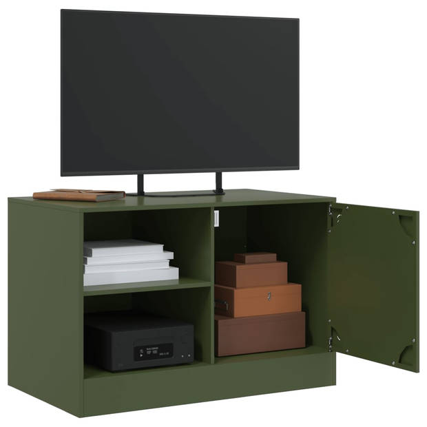 vidaXL Tv-meubel 67x39x44 cm staal olijfgroen