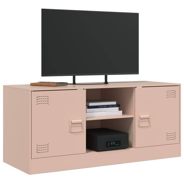 vidaXL Tv-meubel 99x39x44 cm staal roze