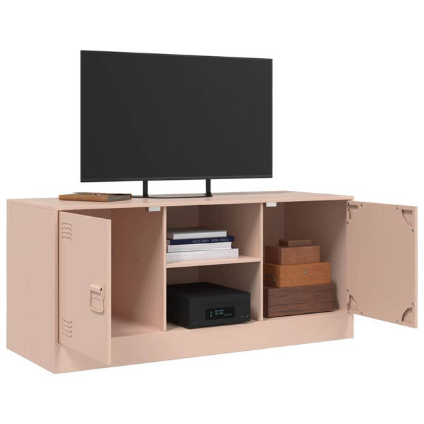 vidaXL Tv-meubel 99x39x44 cm staal roze