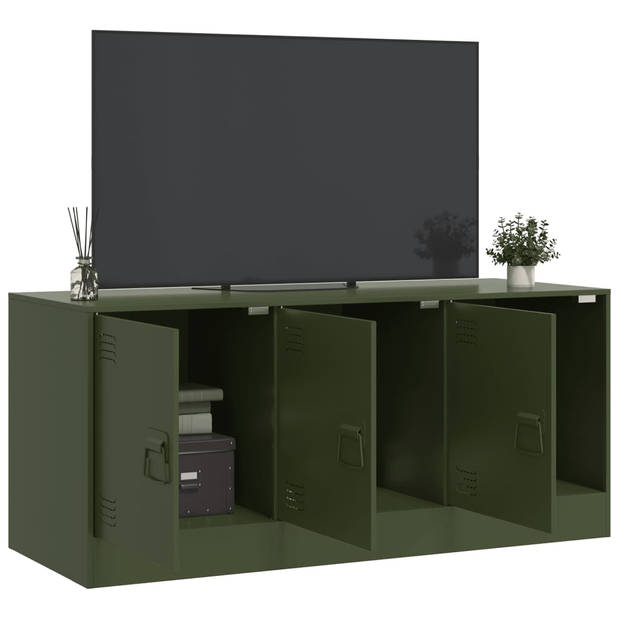 vidaXL Tv-meubel 99x39x44 cm staal olijfgroen