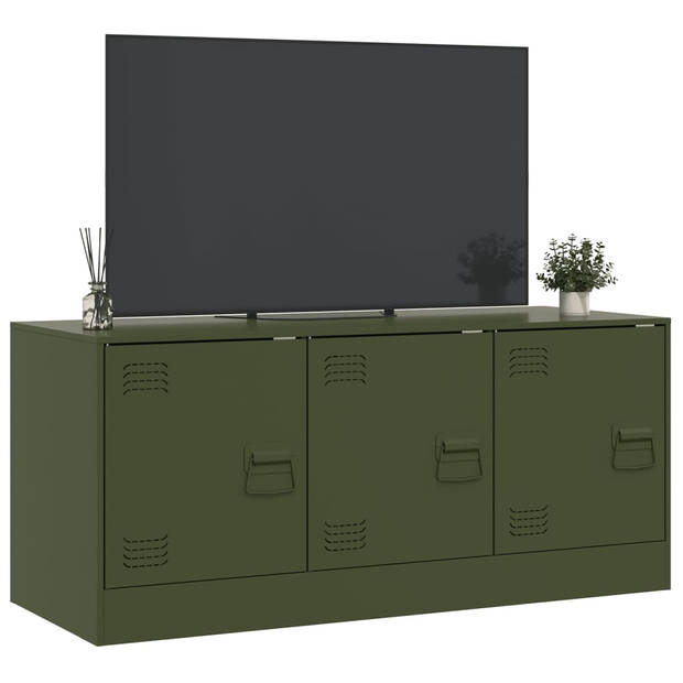 vidaXL Tv-meubel 99x39x44 cm staal olijfgroen