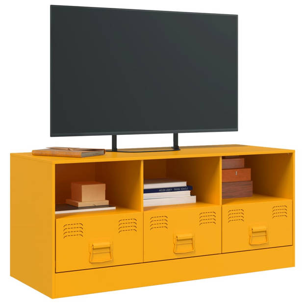 vidaXL Tv-meubel 99x39x44 cm staal mosterdgeel