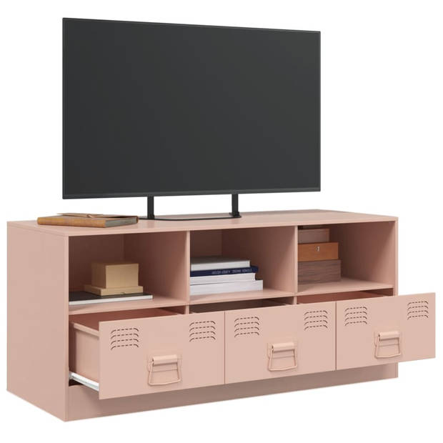 vidaXL Tv-meubel 99x39x44 cm staal roze