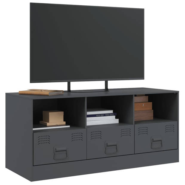 vidaXL Tv-meubel 99x39x44 cm staal antracietkleurig