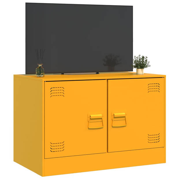 vidaXL Tv-meubel 67x39x44 cm staal mosterdgeel