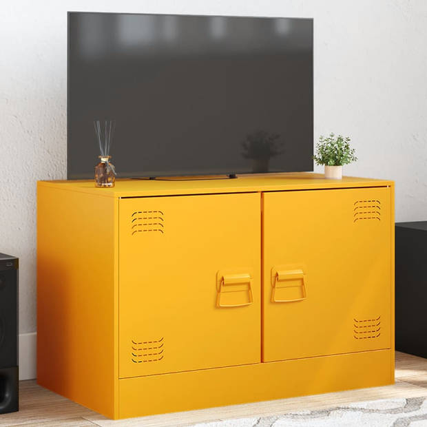 vidaXL Tv-meubel 67x39x44 cm staal mosterdgeel