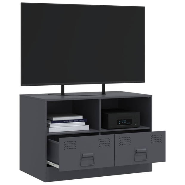 vidaXL Tv-meubel 67x39x44 cm staal antracietkleurig