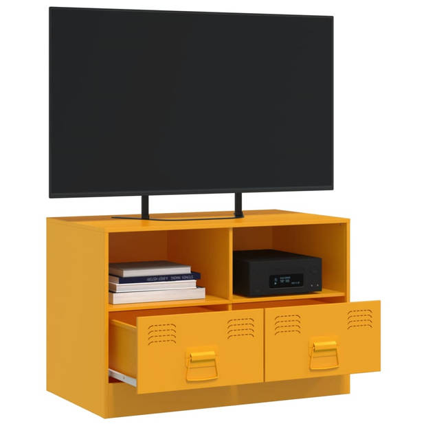 vidaXL Tv-meubel 67x39x44 cm staal mosterdgeel