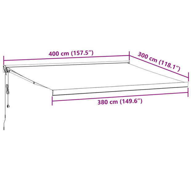 vidaXL Luifel automatisch uittrekbaar 400x300 cm bordeauxrood