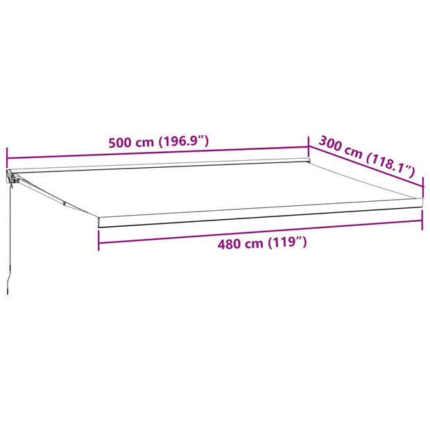 vidaXL Luifel handmatig uittrekbaar 500x300 cm bruin