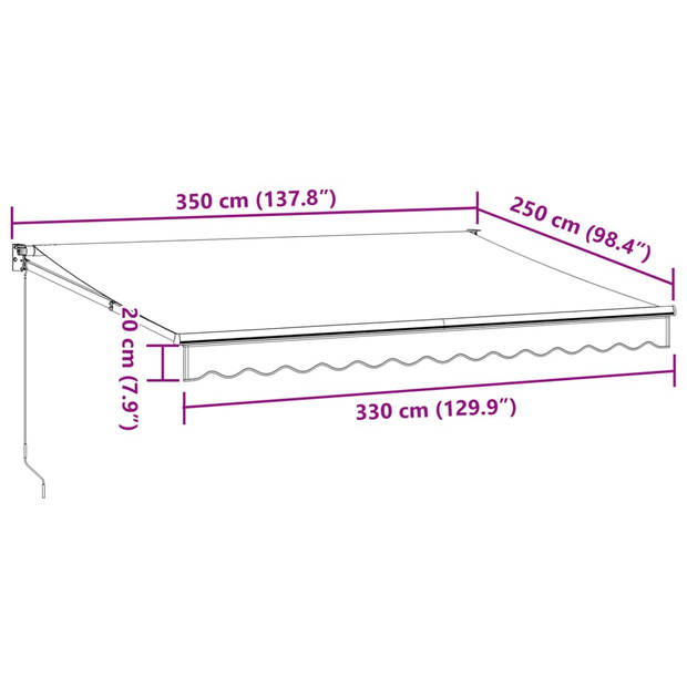 vidaXL Luifel handmatig uittrekbaar 350x250 cm bruin