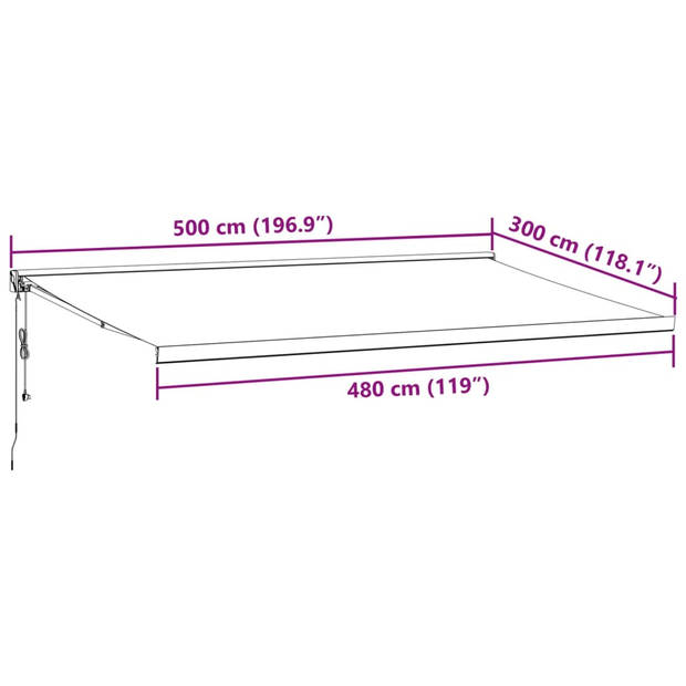 vidaXL Luifel automatisch uittrekbaar 500x300 cm bruin