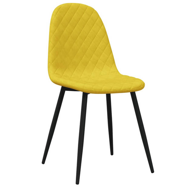 vidaXL Eetkamerstoelen 2 st fluweel mosterdgeel