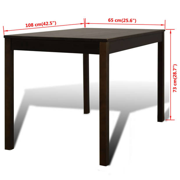 vidaXL Eettafel met 4 stoelen hout bruin