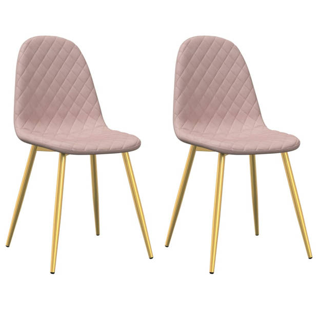 vidaXL Eetkamerstoelen 2 st fluweel roze