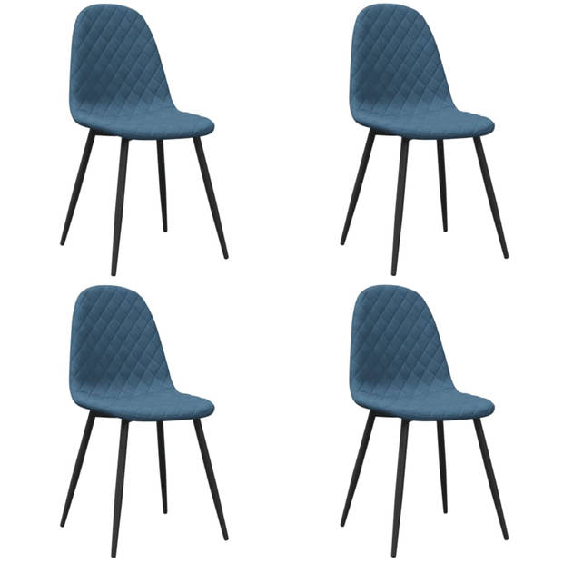 vidaXL Eetkamerstoelen 4 st fluweel blauw