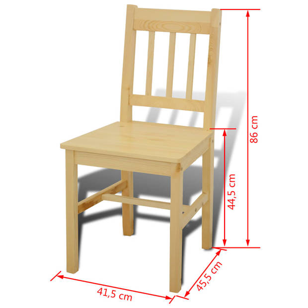 vidaXL Eettafel met 4 stoelen hout naturel