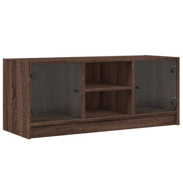 vidaXL Tv-meubel met glazen deuren 102x37x42 cm bruin eikenkleur