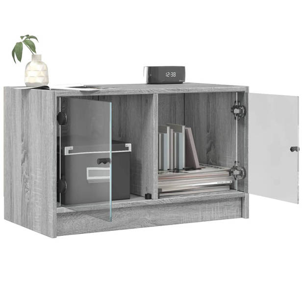 vidaXL Tv-meubel met glazen deuren 68x37x42 cm grijs sonoma eiken