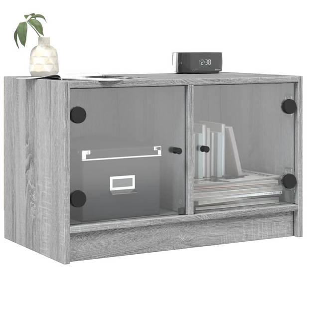 vidaXL Tv-meubel met glazen deuren 68x37x42 cm grijs sonoma eiken