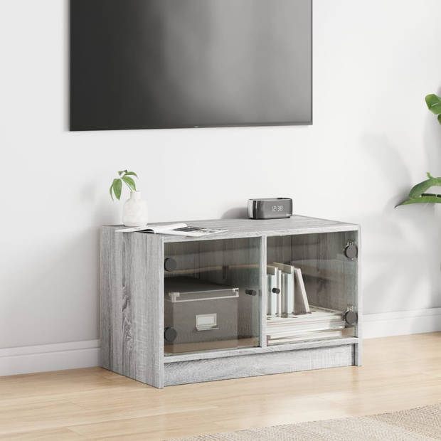 vidaXL Tv-meubel met glazen deuren 68x37x42 cm grijs sonoma eiken