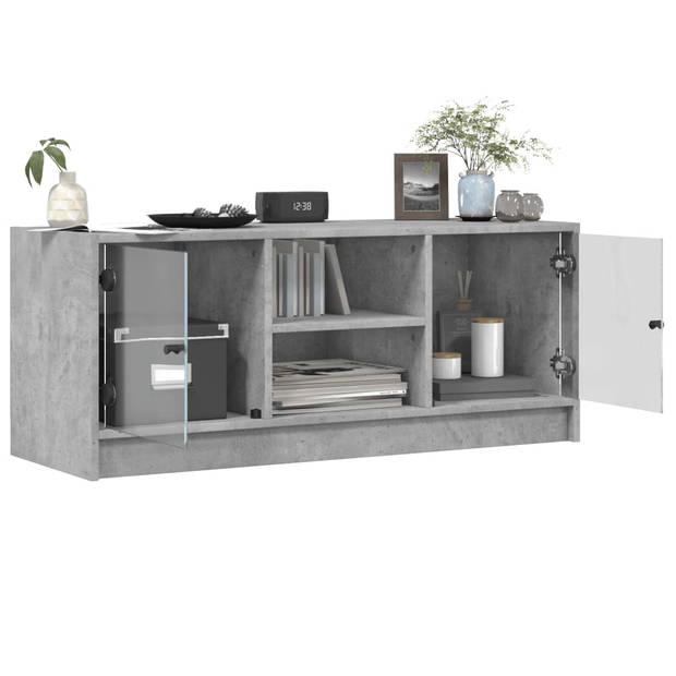 vidaXL Tv-meubel met glazen deuren 102x37x42 cm betongrijs