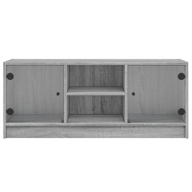 vidaXL Tv-meubel met glazen deuren 102x37x42 cm grijs sonoma eiken