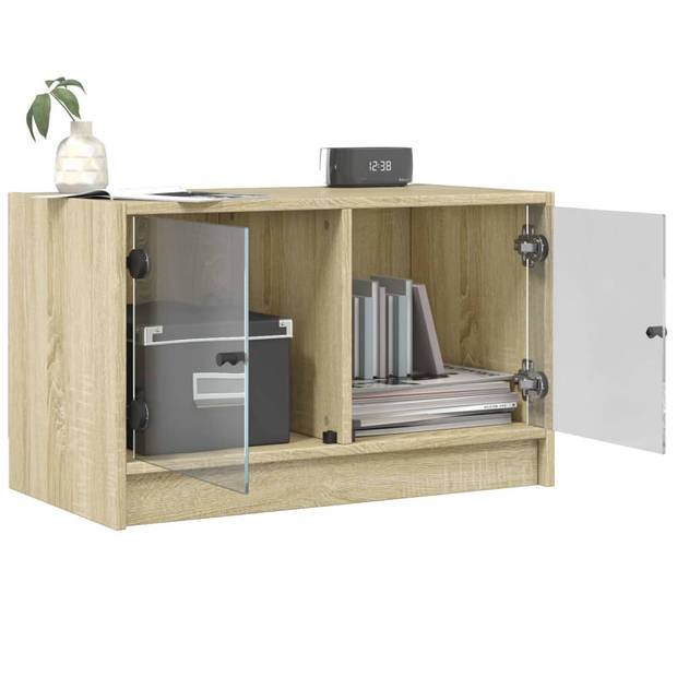 vidaXL Tv-meubel met glazen deuren 68x37x42 cm sonoma eikenkleurig